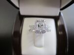 2.90 Ctw White Radiant Diamond Halo With Cross Accent Engagement Ring 14k White Gold