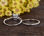 2.53 Ctw Princess Diamond Engagement Ring Art Deco Bridal Set 14k White Gold