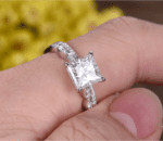 2.53 Ctw Princess Diamond Engagement Ring Art Deco Bridal Set 14k White Gold