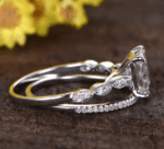2.53 Ctw Princess Diamond Engagement Ring Art Deco Bridal Set 14k White Gold