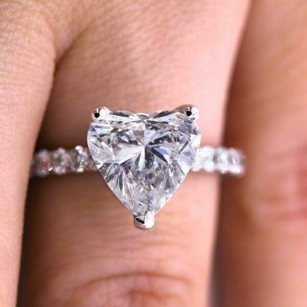 2.30 Ctw White Heart Shape Brilliant Diamond Solitaire Engagement Ring 14k White Gold