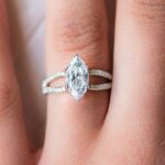 2.11 Ctw Marquise 6 Prong Solitaire Diamond Split Shank Engagement Ring 14k White Gold Plated