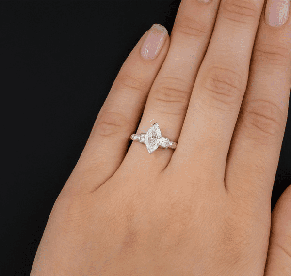 Art Deco 2.04 Carat Marquise Diamond Classic Engagement Ring 925 Sterling Silver