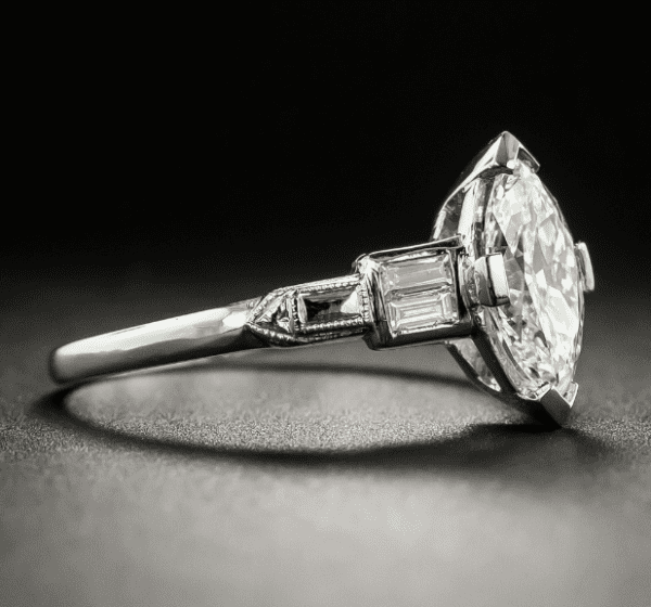 Art Deco 2.04 Carat Marquise Diamond Classic Engagement Ring 925 Sterling Silver