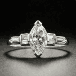 Art Deco 2.04 Carat Marquise Diamond Classic Engagement Ring 925 Sterling Silver
