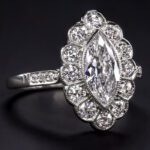 2.50 Ctw Bezel Marquise Cut Diamond Flower Halo Engagement Ring 14k Gold Over