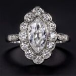 2.50 Ctw Bezel Marquise Cut Diamond Flower Halo Engagement Ring 14k Gold Over