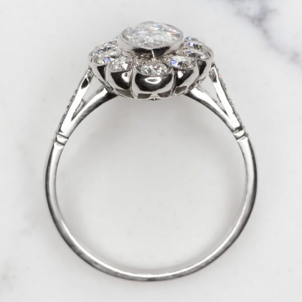 2.50 Ctw Bezel Marquise Cut Diamond Flower Halo Engagement Ring 14k Gold Over