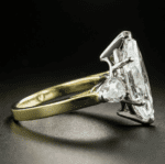 3 Stone 4.32 Ctw Marquise Cut & Pear Cut Diamond 2 Tone Engagement Ring Solid 14k Yellow Gold