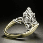 3 Stone 4.32 Ctw Marquise Cut & Pear Cut Diamond 2 Tone Engagement Ring Solid 14k Yellow Gold