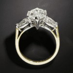 3 Stone 4.32 Ctw Marquise Cut & Pear Cut Diamond 2 Tone Engagement Ring Solid 14k Yellow Gold