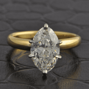 2.10 Carat Solitaire 6 Prong Marquise Cut Diamond Engagement Ring 14k Yellow Gold