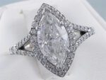 2.55 Ctw White Marquise Diamond Halo With Split Shank Engagement Ring 14k Yellow Gold