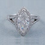 2.55 Ctw White Marquise Diamond Halo With Split Shank Engagement Ring 14k Yellow Gold