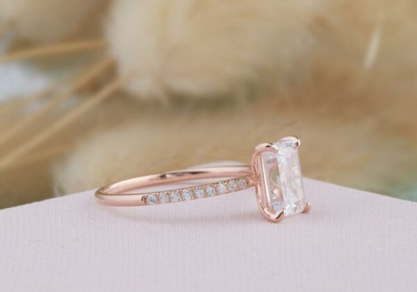 2.31 Ctw Emerald Cut Diamond Solitaire With Accents Engagement Ring 14k Rose Gold