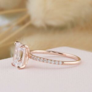 2.31 Ctw Emerald Cut Diamond Solitaire With Accents Engagement Ring 14k Rose Gold