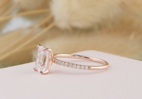 2.31 Ctw Emerald Cut Diamond Solitaire With Accents Engagement Ring 14k Rose Gold