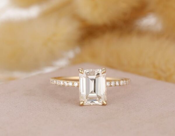 2.31 Ctw Emerald Cut Diamond Solitaire With Accents Engagement Ring 14k Rose Gold
