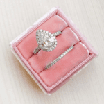 2.92 Ctw White Pear Shape Diamond Halo Bridal Engagement Ring Set 10k White Gold