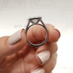 2.50 Carat White Princess Cut Diamond Halo Engagement Ring 14k White Gold Plated