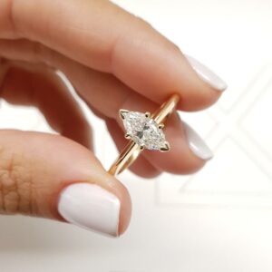 1.50 Carat Marquise Cut Diamond 6 Prong Set Solitaire Engagement Ring 14k Yellow Gold Over