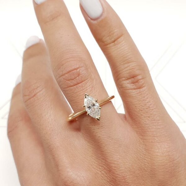 1.50 Carat Marquise Cut Diamond 6 Prong Set Solitaire Engagement Ring 14k Yellow Gold Over