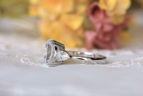 2.80 Ctw Cushion Cut & Side Pear Diamond 3Stone Engagement Ring 14K White Gold Plated