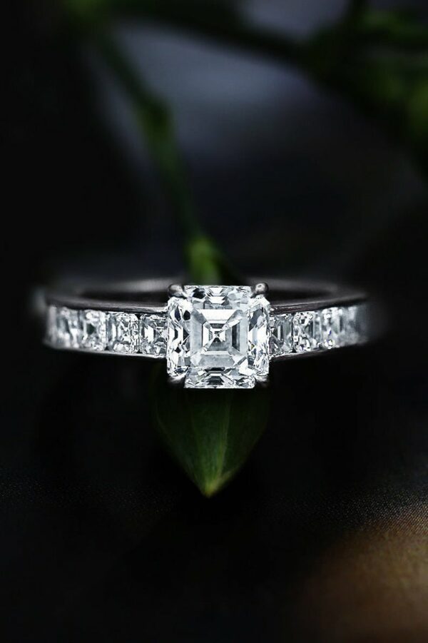 2.12 Ctw Asscher Diamond Solitaire With Channel Set Engagement Ring 925 Starling Silver