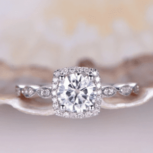 2.00 Ctw Round Cut Diamond Cushion Shape Halo Engagement Ring 10K White Gold