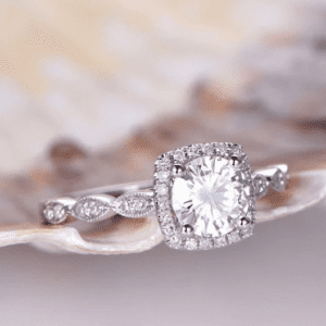 2.00 Ctw Round Cut Diamond Cushion Shape Halo Engagement Ring 10K White Gold