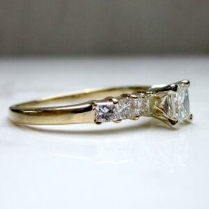 1.85 Ctw Solitaire 7-Stone Princess Diamond Engagement Ring 14K Yellow Gold Plated