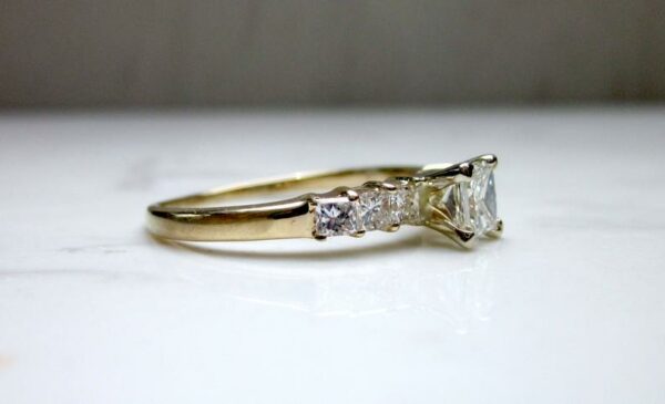 1.85 Ctw Solitaire 7-Stone Princess Diamond Engagement Ring 14K Yellow Gold Plated