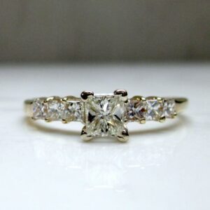 1.85 Ctw Solitaire 7-Stone Princess Diamond Engagement Ring 14K Yellow Gold Plated