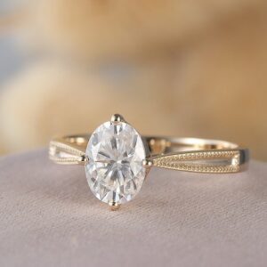 1.50 Ctw Brilliant Oval Diamond Simple Solitaire Engagement Ring Solid 14K Yellow Gold