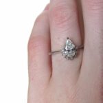 Unique 1.75 Ctw Pear Cut White Diamond Half Halo Engagement Ring 925 Sterling Silver