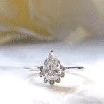 Unique 1.75 Ctw Pear Cut White Diamond Half Halo Engagement Ring 925 Sterling Silver