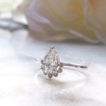 Unique 1.75 Ctw Pear Cut White Diamond Half Halo Engagement Ring 925 Sterling Silver