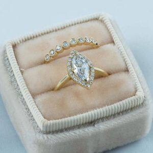 2.10 Ctw Marquise Diamond Luxury Engagement Ring Wedding Band 10K Yellow Gold