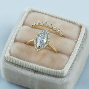 2.10 Ctw Marquise Diamond Luxury Engagement Ring Wedding Band 10K Yellow Gold