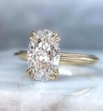 3.00 Ct Forever Oval Diamond Double 4-Prong Wedding Engagement Ring Solid 14K Yellow Gold