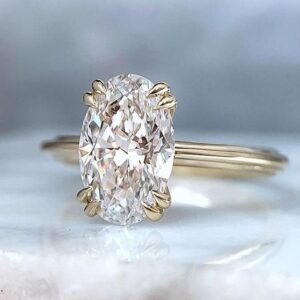 3.00 Ct Forever Oval Diamond Double 4-Prong Wedding Engagement Ring Solid 14K Yellow Gold