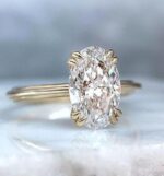 3.00 Ct Forever Oval Diamond Double 4-Prong Wedding Engagement Ring Solid 14K Yellow Gold