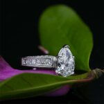 2.34 Ctw White Pear Cut Diamond Princess Channel Set With Accents Engagement Ring 925 S Silver