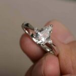 2.10 Ctw Pear Cut & Side Round Diamond Fancy Engagement Ring 14K White Gold