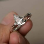 2.10 Ctw Pear Cut & Side Round Diamond Fancy Engagement Ring 14K White Gold