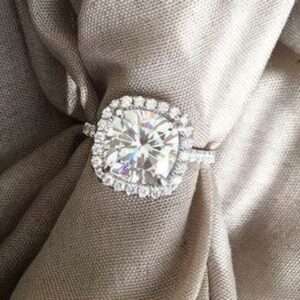 2.90 Ctw Cushion Cut Diamond Halo Wedding Engagement Ring Solid 14K White Gold