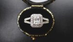 2.10 Ctw Radiant Cut Diamond Halo With 2 Shank Engagement Ring 925 Sterling Silver