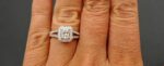 2.10 Ctw Radiant Cut Diamond Halo With 2 Shank Engagement Ring 925 Sterling Silver