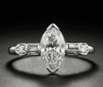 Vintage 2.35 Ctw Marquise Diamond V-Prong Solitaire Engagement Ring 14K Gold Plated