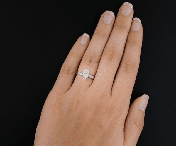 Vintage 2.35 Ctw Marquise Diamond V-Prong Solitaire Engagement Ring 14K Gold Plated